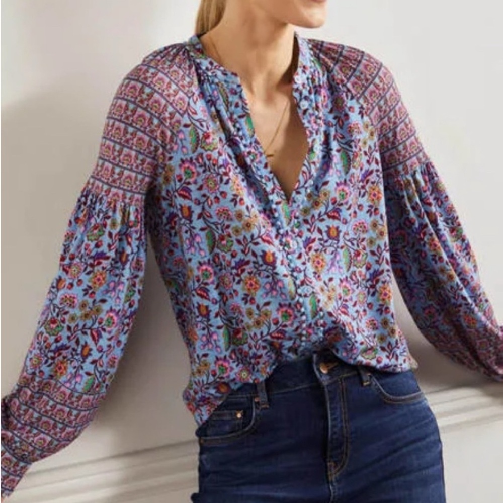 Floral Blue Boden size 6 Blouse